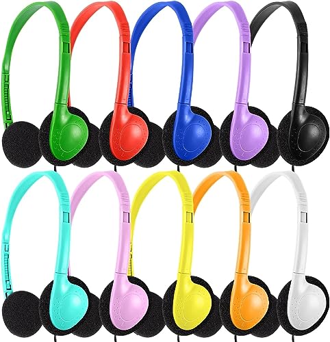 XOSDA Classroom Headphones Bulk 10 Pack Multi Color for Kids School, Wholesale Class Set Durable Earphones for Students Children Toddler Teens Boys...