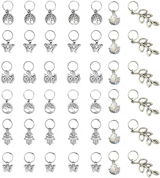 DHANABAPA Hair Rings for Braid Decoration, Clips, Loop Clips for Women Girls DIY Accessories Dreadlocks, Metal Ring Headband (10 Pcs Mix Design)