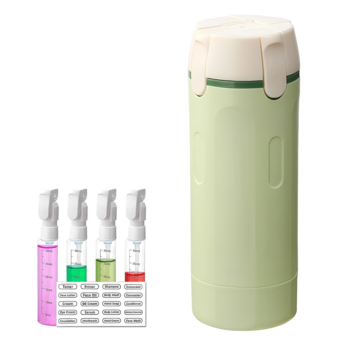 4 en 1 flacons distributeurs de voyage : flacons compressibles rechargeables, étanches pour articles de toilette - Contenant voyage portables pour shampooing, lotion, après-shampoing et