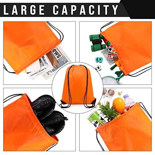 100 Pieces Drawstring Backpack Bags Bulk Back Sack String Bags Cinch Storage Bags for Gym School Travel DIY Gifts (Orange)4