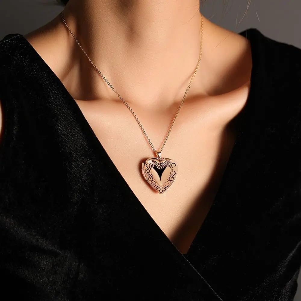 XJBTBA QYYZTQY 925 Sterling Silber Herz-Medaillon-Halskette für Damen, herzförmige Foto-Anhänger-Halskette, Medaillon-Anhänger-Halskette, Bild-Medaillon-Halskette, Herz-Medaillon-Halskette, die Bilder