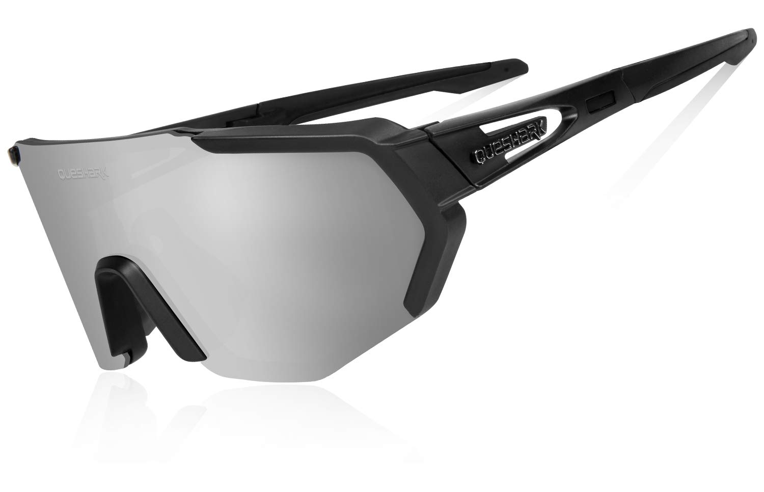 Queshark Polarizzati Anti-UV con 3 o 5 Lenti Occhiali da Ciclismo Bici MTB Intercambiabili per Sport Uomo Donna Guida Pesca Golf Baseball Corsa