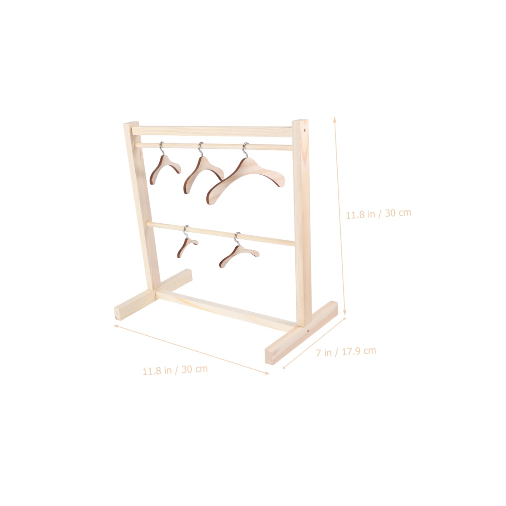 CIYODO 1 Set Wooden Doll Dress Hanger Set Doll Clothes Support Rack for Organizing Outfits Natural Wood Color for Keeping Your Tidy