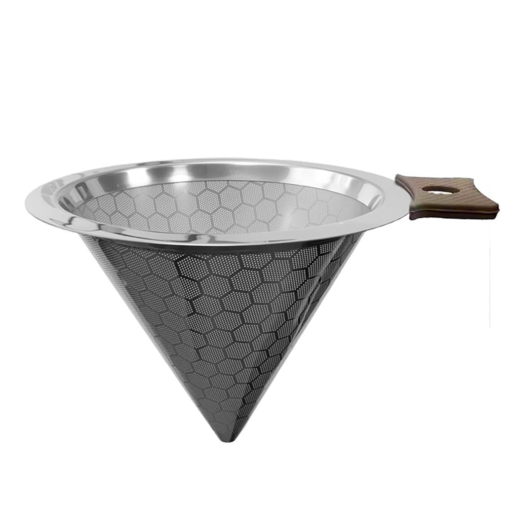 Hndhbfgrt Stainless Steel Pour over Coffee Dripper Reusable Paperless Coffee Filter Metal 300 Mesh Strainer