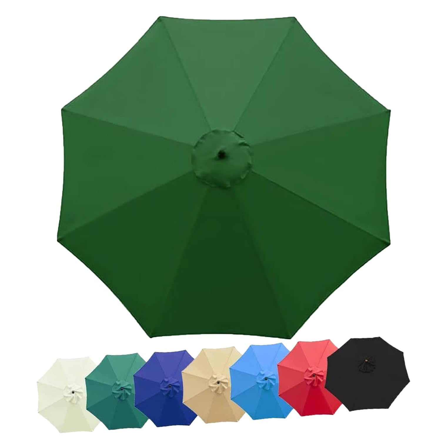 Replacement Umbrella Canopy 6.5ft/9ft/10ft Umbrella Cloth, Replacement Parasol Cover For Outdoor Table Umbrella, 6 Ribs/8 ribs Garden Patio Umbrellas Replacement Parasol canopy(Color:Green,Size:3.0m/1