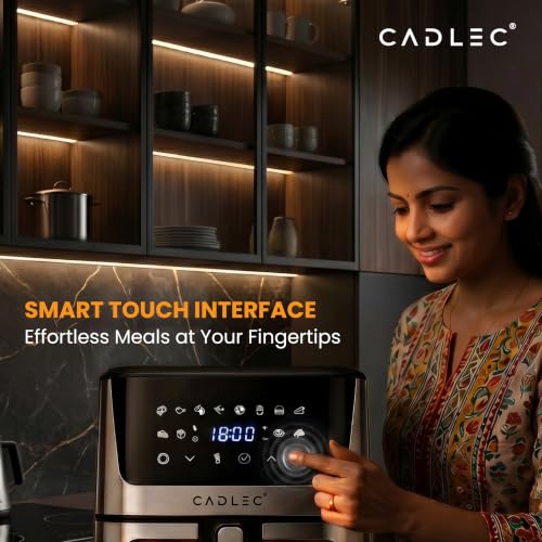 Image of Cadlec AirPulse 2100W Digital Air Fryer | 360 Rapid Air Circulation, 12 Preset Menus, Touch Control Panel, 8L Non-Stick Basket, Low Oil Cooking, 2-Year Warranty, Silver