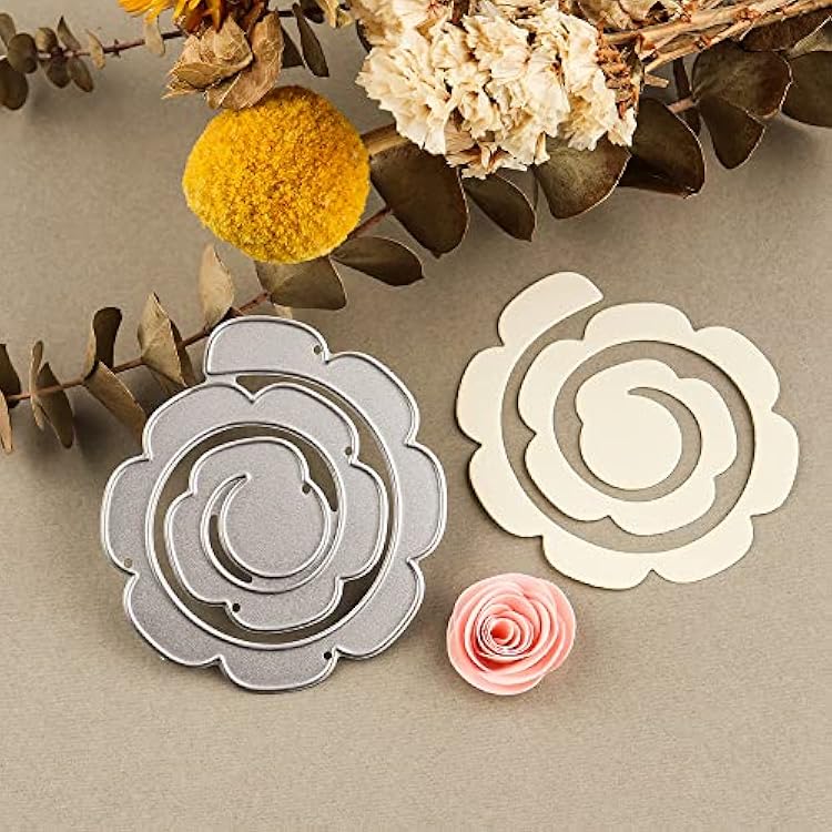 8Pcs 3D Flowers Spiral Metal Cutting Dies for Card Making DIY Scrapbooking Embossing Stencil Die Cuts Punch Template Mould Arts Crafts Metal Cutting Dies for Paper Crafting Handmade Crafts