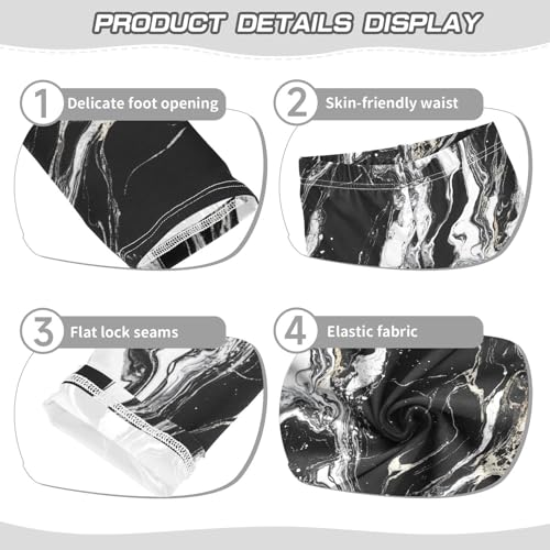 Marble Black and White Girls Casual Leggings for Kids Printed Long Pant Bottoms Stretch and Soft3