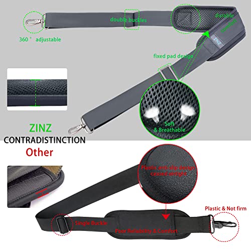 Image of ZINZ 79 inch Shoulder Strap, Extra-thick Fixed Cushion Pad and Dual Clasps Universal Replacement Strap with Metal Swivel Hooks for Laptop Bags, Luggage Bags, Camera, Crossbody (200cm,Dark Gray)