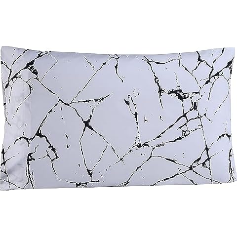 MAG 2- Pack Black and White Marble Pillowcase, Queen Size Black and White Marble Pillowcase, Super Soft Microfiber Cover