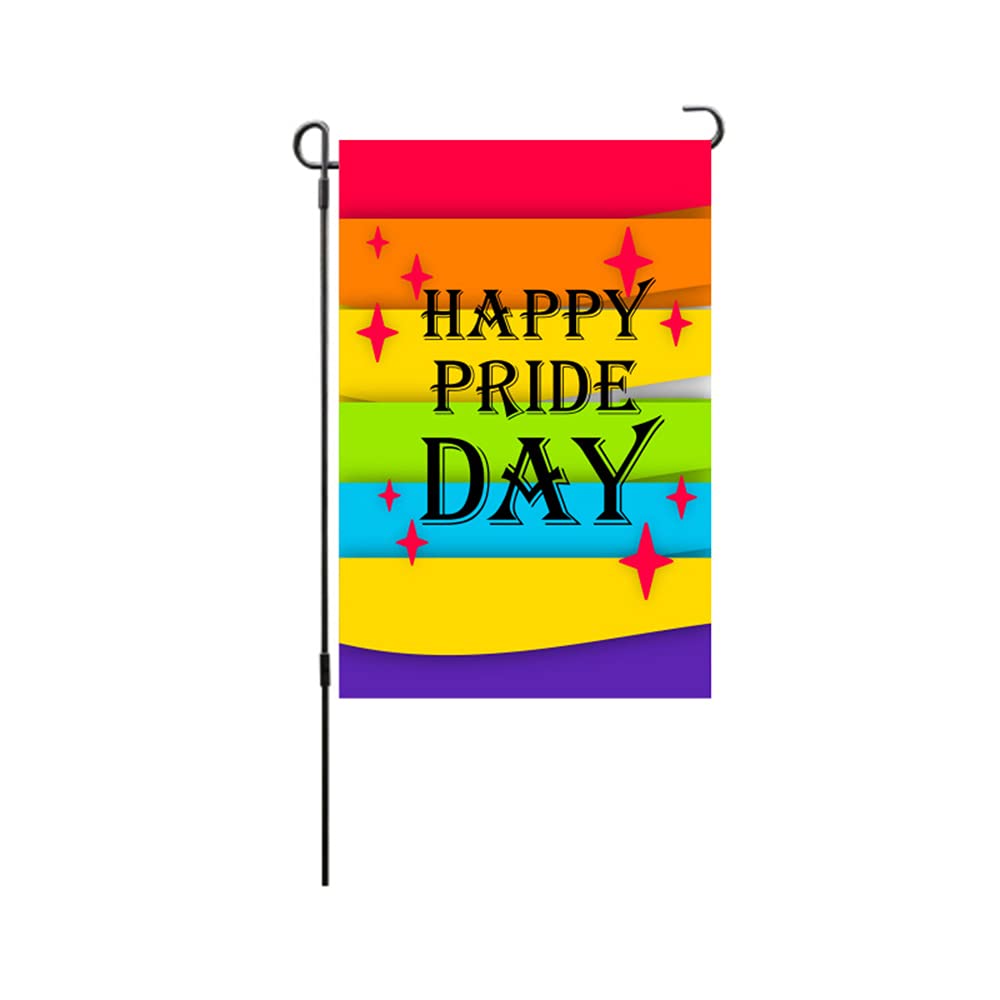 COKOO Progress Pride Rainbow Garden Flag, LGBT Transgender Bisexual Support Gay Pride Rainbow Banner, Double Sided Banner Pansexual Flag Yard Indoor/Outdoor Decoration 11.8 x 17.8 Inch (S27)