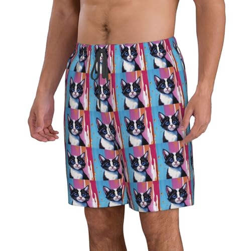 Cartoon cat Print Stylish Beach Shorts Swim Trunks Lightweight Breathable Summer Outdoor Activities2