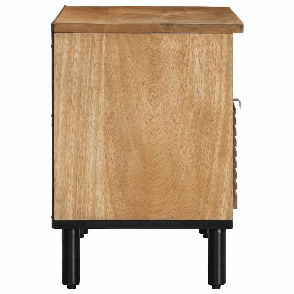 Mobile TV marrone in legno massiccio di mango, 80 x 33 x 46 cm, con spazio e ripiano, credenza bassa per soggiorno, home theater, TV e accessori per gaming, robusto e funzionale