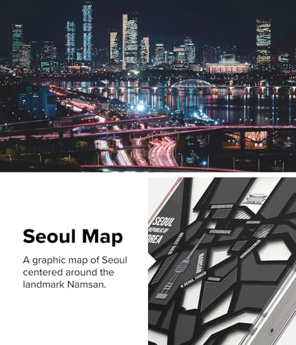 Image of Ringke Fusion Design Compatible with iPhone 16 Pro Max Case Cover Hard Graphic Designed Back Soft Flexible TPU Bumper Scratch Resistant Natural Form iPhone 16 Pro Max Back Cover - Seoul Map Black