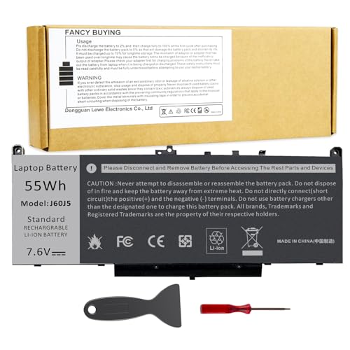 Fancy Buying J60J5 Laptop Battery for Dell Latitude E7270 P26S001 E7470 P61G001 Series Notebook R1V85 451-BBSX 451-BBSY 451-BBSU WYWJ2 MC34Y 0MC34Y 1W2Y2 242WD PDNM2 [7.6V 55WH 4Cell]