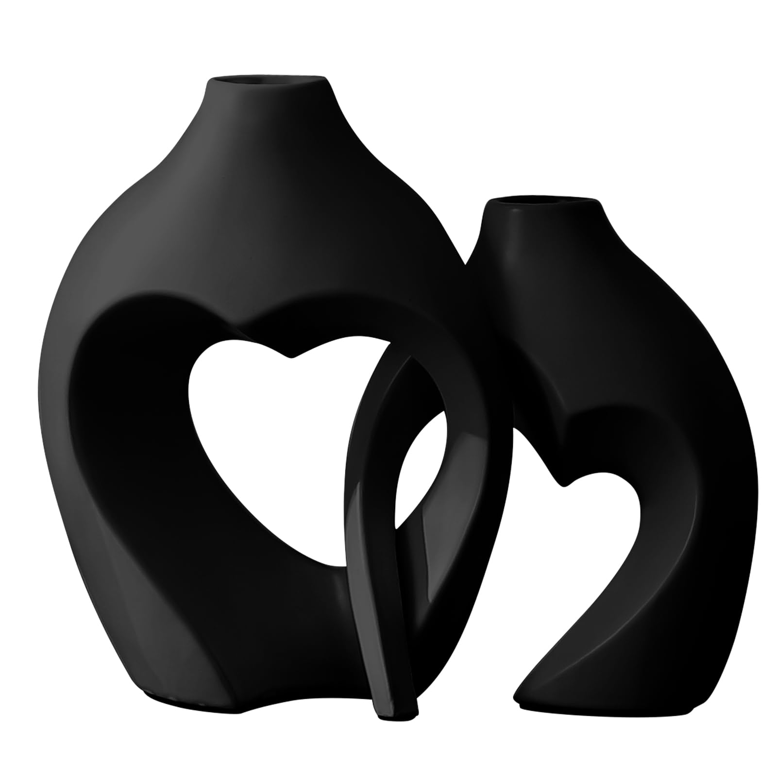 Juego de 2 jarrones huecos de cerámica (negro)