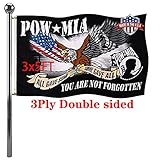 Jayus Eagle Pow Mia Flag Double Sided 3x5 Outdoor-Vivid Colors polyester 220D 3Ply Pow Flags Banner- You Are Not Forgotten Prisoner of War Mia Flag with 2 Grommets