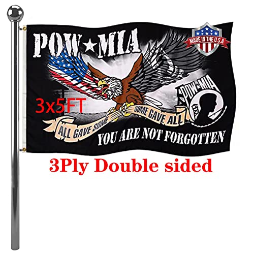 Jayus Eagle Pow Mia Flag Double Sided 3x5 Outdoor-Vivid Colors polyester 220D 3Ply Pow Flags Banner- You Are Not Forgotten Prisoner of War Mia Flag with 2 Grommets