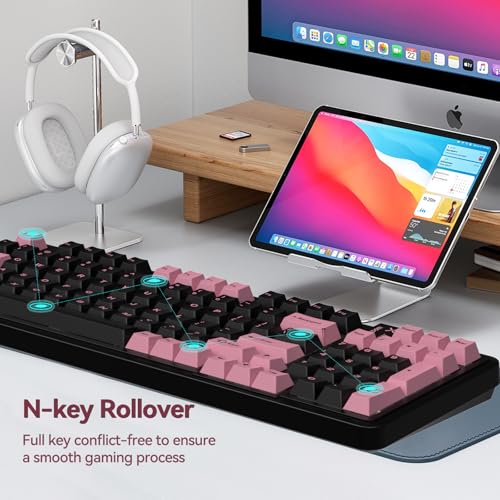 Image of AUSDOM 98Pro Wireless Mechanical Keyboard, Tri-Mode BT /2.4GHz /USB-C Hot Swappable Custom Gaming Keyboard with Backlit, Gasket Structure, Linear Switches for Windows /Mac /PC (Clicky Sound)