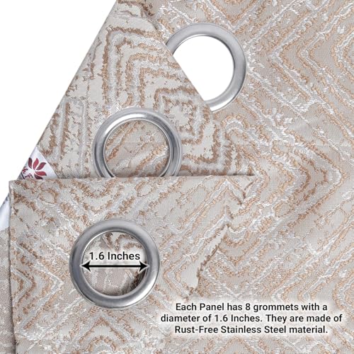 Image of Homestan Jacquard Woven Door Curtains 7 Feet Long Set of 1 for Home Decor (7 X 4 Feet, Light Brown)