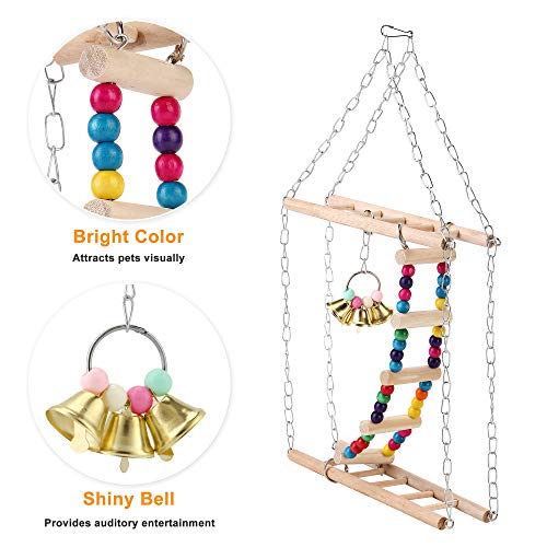 image for Filhome Hanging Bird Ladder Swing Bridge Toys, Parrot Playground Perch