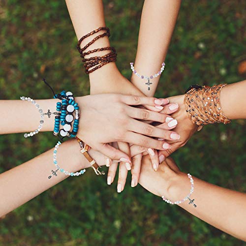 Needzo Angel Rosary Bracelet with Glass Beads and Crucifix Charm, First Communion Gift for All, Assorted Colors, Pack of 123