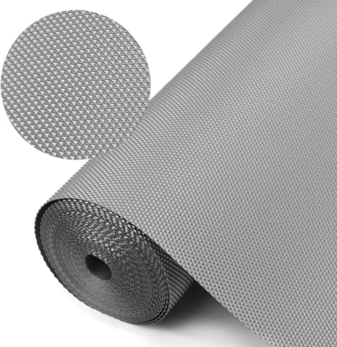 Image of Crasts Multipurpose Super Strong EVA Anti-Slip Kitchen Mats for Cupboard | Washable Shelf Liners for Kitchen Shelves, Cabinet Placemats (Grey, 45W x 500L cm (5L m))