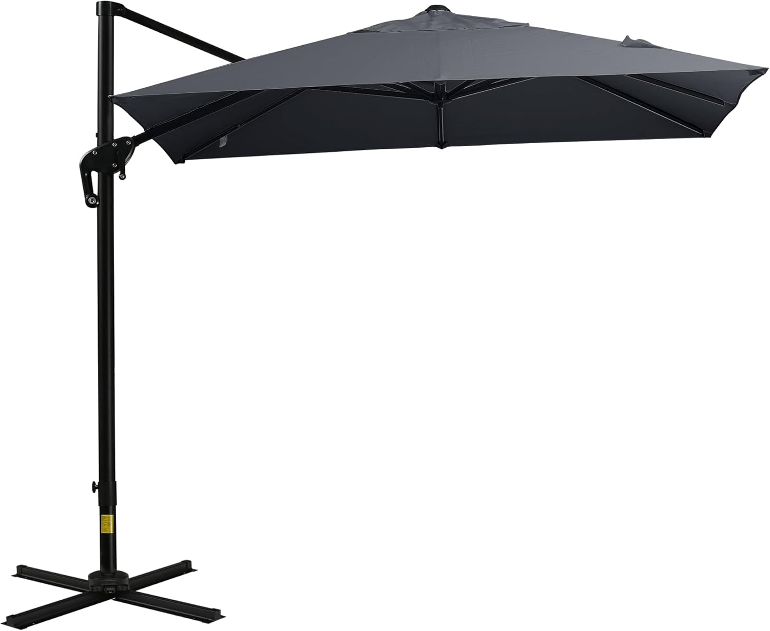 Outsunny 8FT Cantilever Patio Umbrella, Square Outdoor Offset Umbrella with 360° Rotation, Aluminum Hanging Umbrella with 3-Position Tilt, Crank & Cross Base for Garden