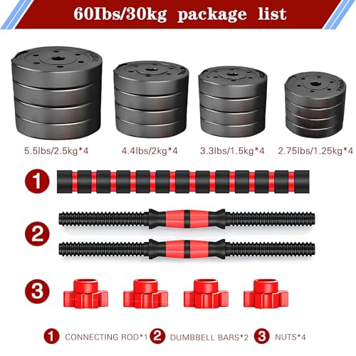 Image of Adjustable Dumbbell Sets Barbell 2 in 1 Weight Pair Home Fitness Free Weight Equipment Anti-Slip Handle with Connector,Lifting Dumbells for Body Workout Home Gym,Delivery Within 7 Days