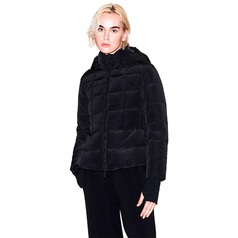 Armani Exchange Sustainable, Thumbhole Sleeve, Embroidered Logo, Adjustable Hood Down Coat Donna