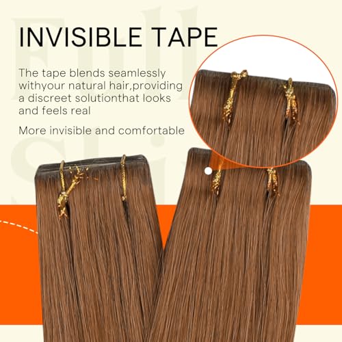 Image of Full Shine Seamless Tape in Hair Extensions Human Hair,330 Ginger,18Inch 50G 20Pcs,Injected Invisible Tape in Extensions for Thin Hair,Natural Volume And Length,Lightweight
