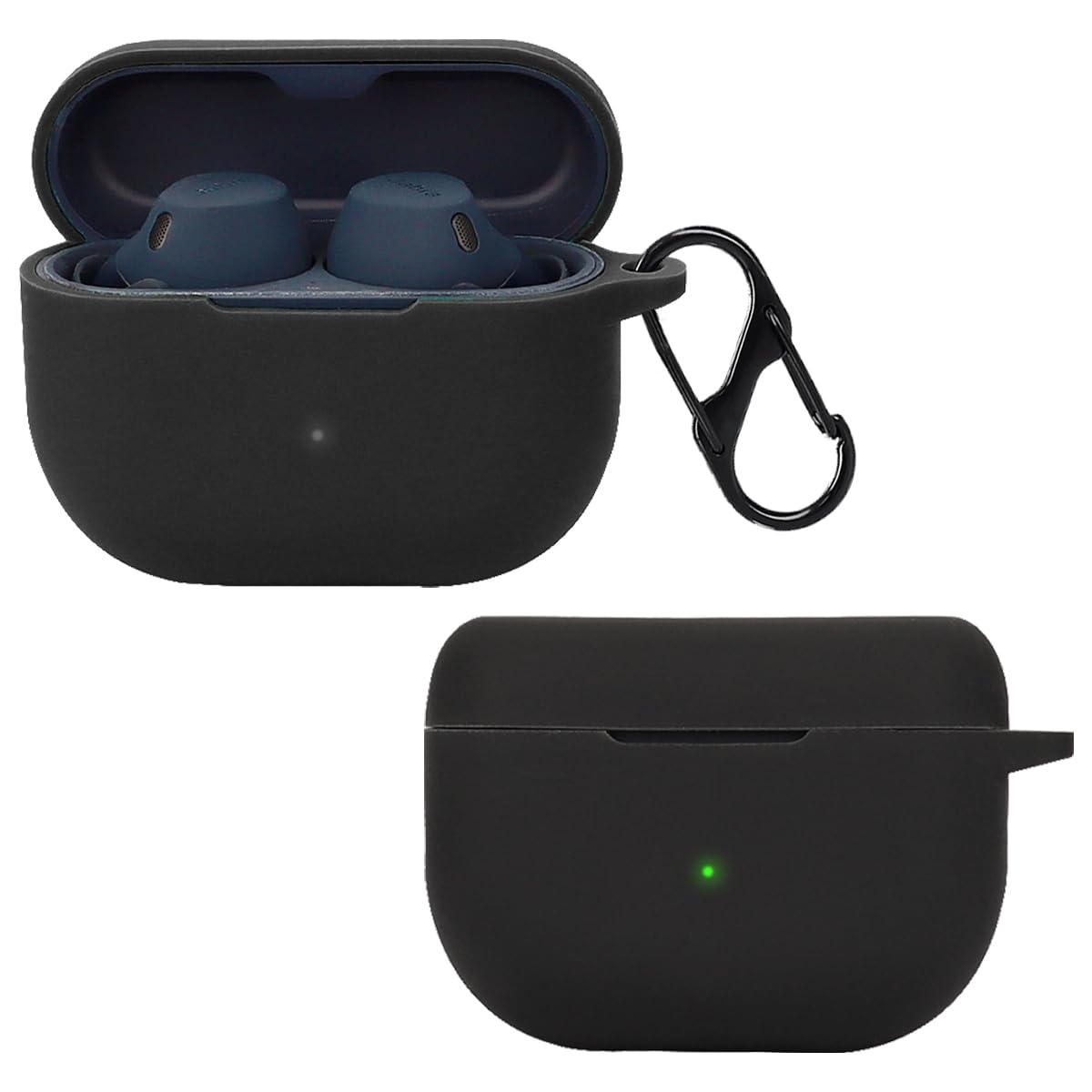 Silicone Case for Jabra Elite 10 Gen 2/Elite 8 Active Gen 2 with Carabiner, Soft and Flexible, Ultra-Thin Shockproof Cover Slim-Fit Anti-Fall Earphone Case, Black