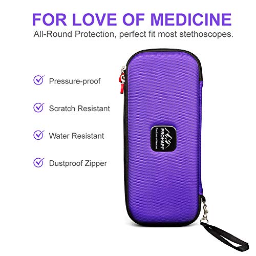 Image of PROHAPI Hard Stethoscope Case, Large Stethoscope Carrying Case with ID Slot, Compatible with 3M Littmann /ADC /Omron /MDF Stethoscope Includes Mesh Pocket for Nurse Accessories (Purple)