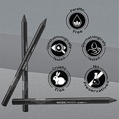FACES CANADA Ultime Pro Longwear Eye Pencil - Solid Black 02, 1.2 g | 8 Hr Long Stay | Smooth One Stroke Application | Intense Color Pay Off | Soft Blendable Formula | Smudge... - Image 6