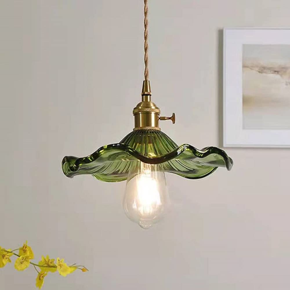 japońska retro lampa wisząca z liściem lotosu kreatywne kwiaty mosiężny szklany żyrandol nowoczesny minimalistyczny dekoracyjny wisiorek oświetlenie pasujące do sypialni, salonu, korytarza, kawiarni,