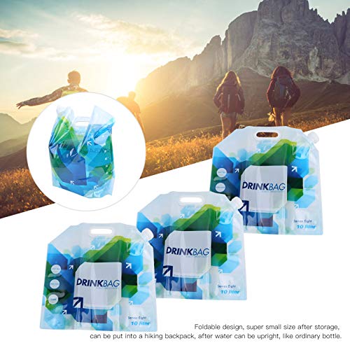 Junlucki Suporte de água, tampa tipo rotação, 3 peças, saco de água potável, portátil para acampamen