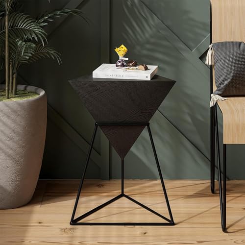 COZAYH Geometric End Table, Pyramid Metal Base, Black - image 7