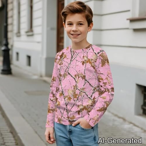 Image of Renewold Boys Girls Tees Kids T-Shirt Long Sleeve Crewneck T Shirts Casual Athletic Tops Clothing for Home School Travel