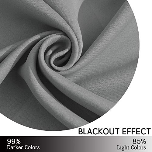 Yakamok Room Darkening Grommet Window Drapes Thermal Insulated Light Blocking Blackout Curtains for Bedroom(38Wx63L,Grey,2 Panels)