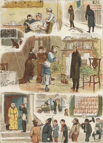 Poster Charles Dollman la saison des fêtes toile déco murale 60x90cm