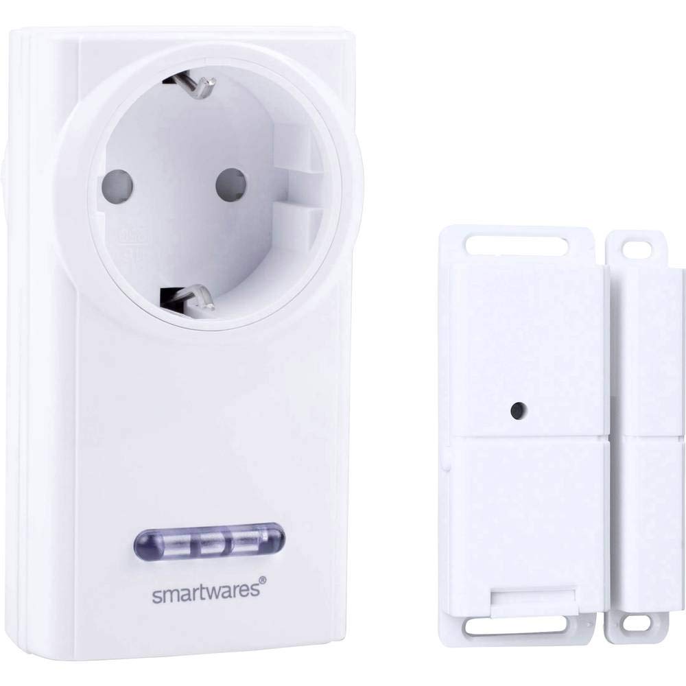 Smartware radio-controlled exhaust control with a magnetic window contact and radio plug sockets for an extractor hood, sh5-set-khc