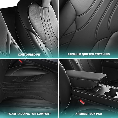 Image of Custom for Tesla Model Y Seat Covers 2022-2024 Black