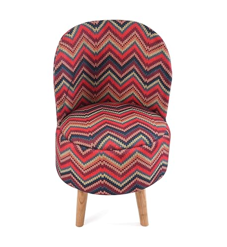 Image of NACIA Velvet Printed Ottoman Chair with Stool Combo | Dressing Table Chair for Bedroom Makeup Room Decor | Modern Upholstered Ottoman with Wooden Legs for Living Room & Home (18x18x32 Inches, Zik Zak)