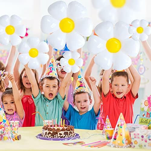 KUKIFUN Daisy Balloons 6 PCS set for Daisy Party Decorations White Huge Flower Daisy Balloons for Daisy Birthday Wedding Baby Shower Kids' Birthday party