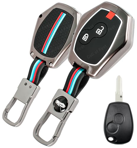 Image of Coll of Fest Premium Metal Silicon Key Cover Compatible with Renault Logan | Duster | Verito | Lodgy 2 Button Smart Key Glow in the Dark