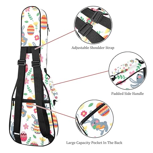 JRHEJTHH Durable Ukulele Bag Water Resistent Ukulele Case with Adjustable Shoulders for 21 23 24 inch Thick Padding Easter Grey Rabbit - Les Beatles, Paul McCartney, John Lennon, RIngo Starr, George Harrison JRHEJTHH Durable Ukulele Bag Water Resistent Ukulele Case with Adjustable Shoulders for 21 23 24 inch Thick Padding Easter Grey Rabbit – Image 4