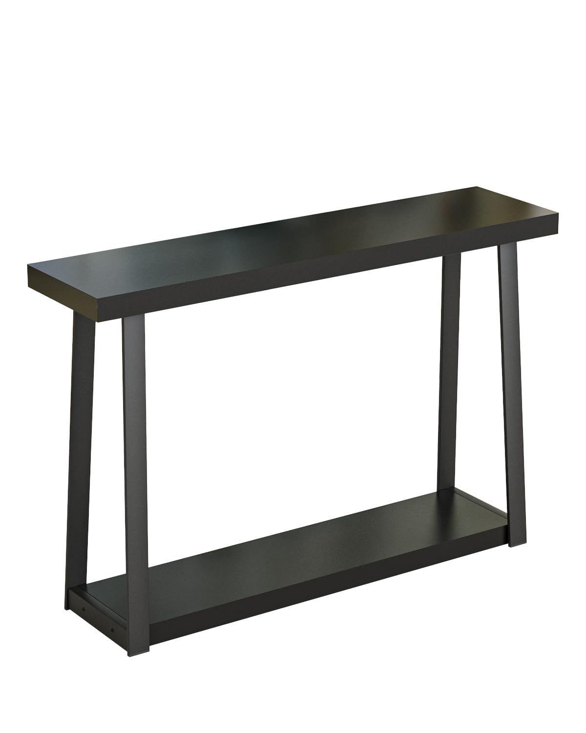 Mesa Consola, Mesa Auxiliar de Pasillo de Dos estantes y 120 cm de Largo con Espacio de Almacenamiento, para el Pasillo, la Entrada, el salón o el Dormitorio, Color Negro