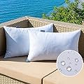 MIULEE 12 x 20 Outdoor Pillow Inserts - Set of 2 Premium Water Resistant Throw Pillows Shredded Memory Foam Cooling Filler - Lumbar Decorative Couch Stuffer Sham for Patio Funiture