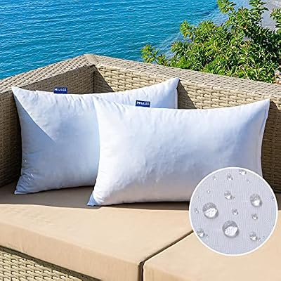 MIULEE 12 x 20 Outdoor Pillow Inserts - Set of 2 Premium Water Resistant Throw Pillows Shredded Memory Foam Cooling Filler - Lumbar Decorative Couch Stuffer Sham for Patio Funiture
