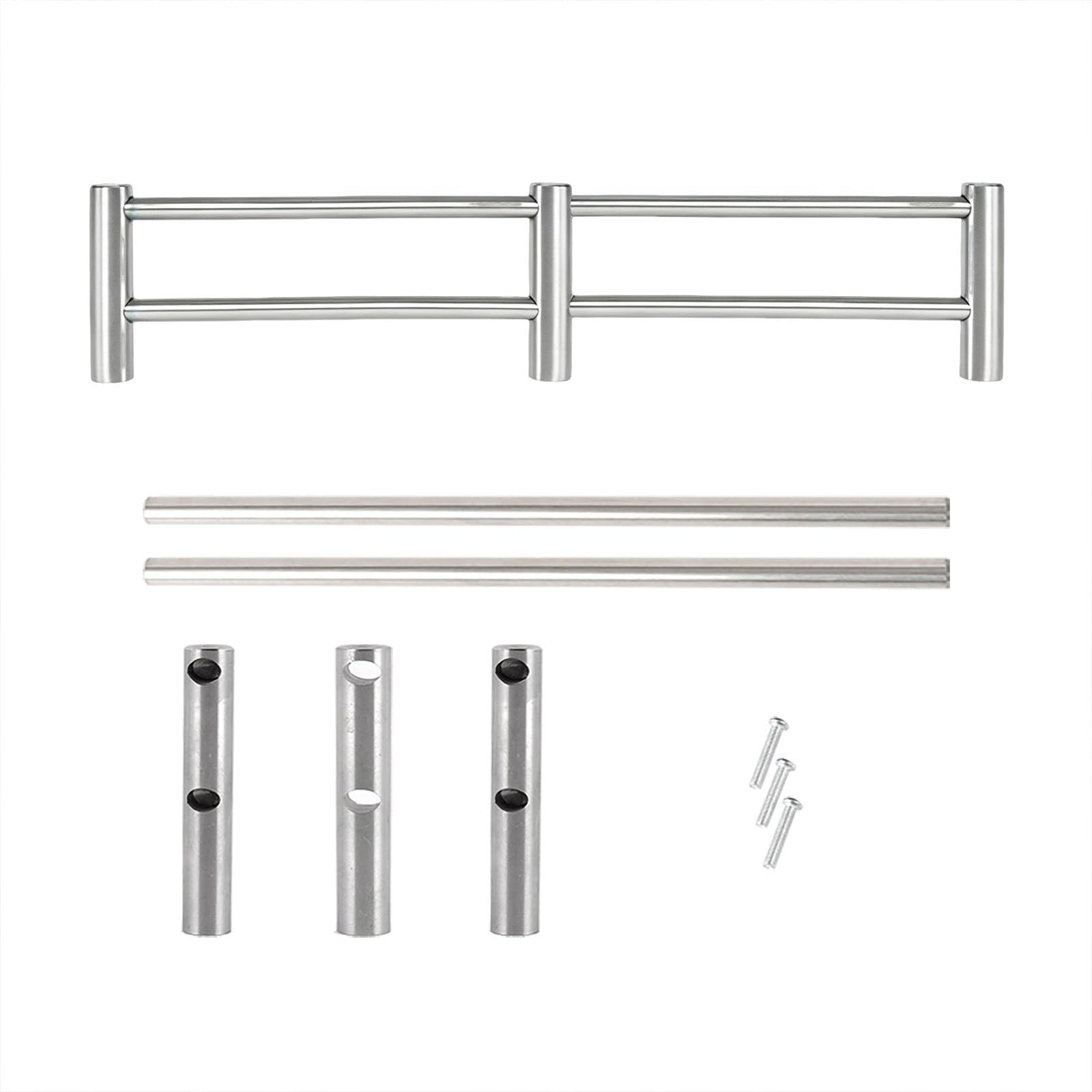 Minimalist Stainless Steel Shelf Railing, Decorative Cabinet Edge Guard Fence for Modern Furniture, Round Tipping Barrier Rod(Silver,57in/145cm)